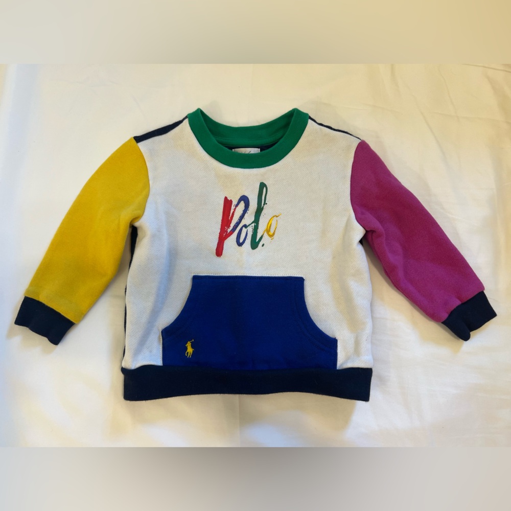 🐎Ralph Lauren Polo Brushstroke Kids Colorblock Sweatshirt Crewneck